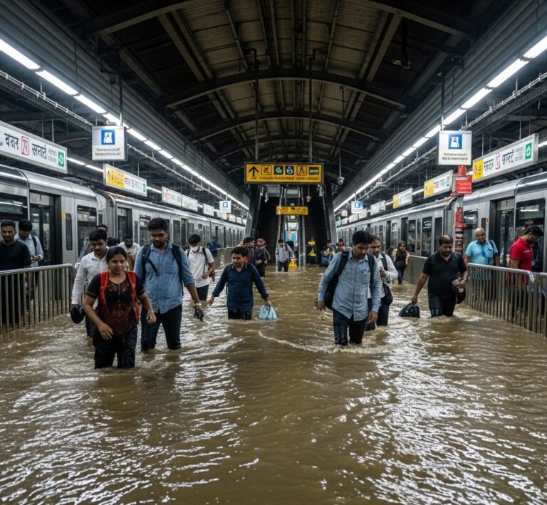 मुंबई पाऊस: मेट्रो सेवा थांबली